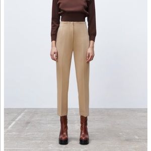 Zara Cream and Tan Trousers with Classic Tailoring